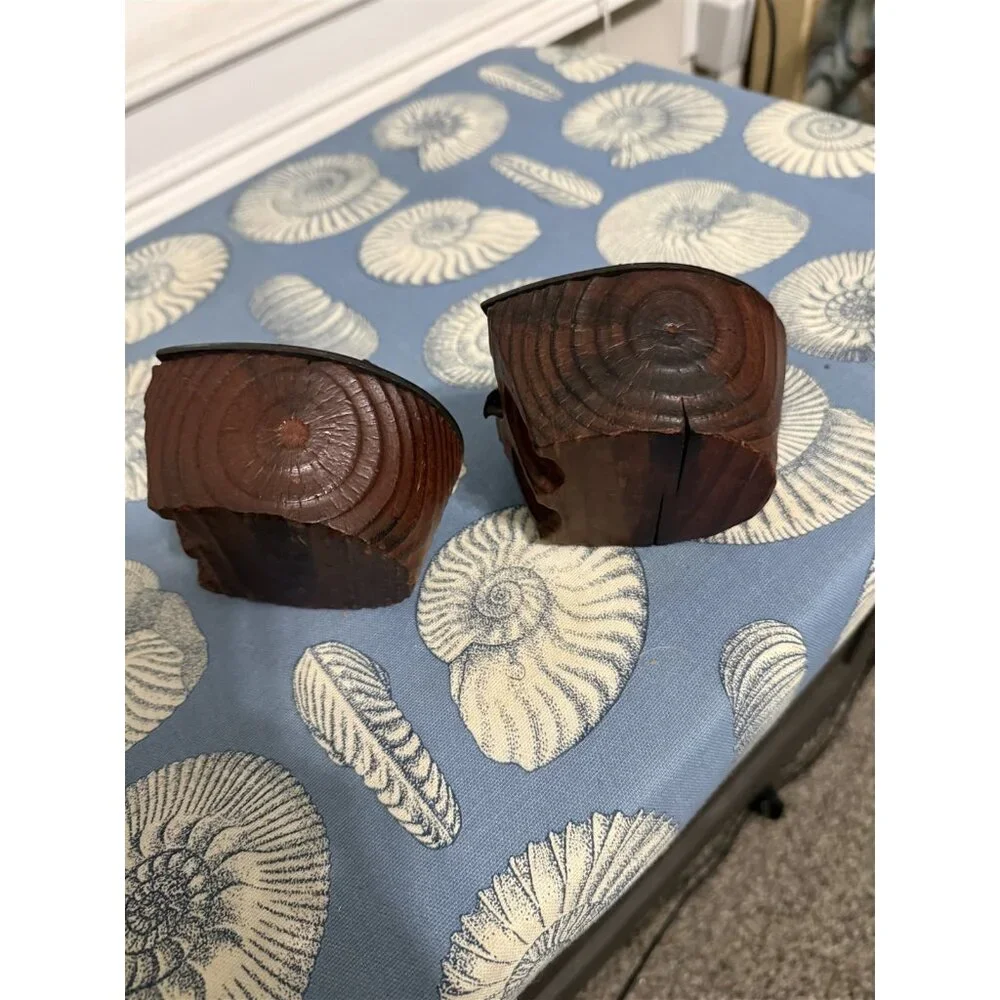 Vintage Wood Horsehoe Ashtray Set Of 2 Western Americana Cowboy